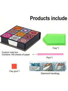 1Pc Diy 5d Diamond Painting Set - Nine-Grid Mandala Pattern Notebook And Memo Box - Unique Handmade Gift, Diamond Art Set, Irregular Circle, A Unique Handmade Gift For The Office And Home Desk.