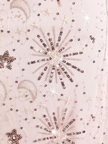 SHEIN BAE 女士刺绣亮片美人鱼尾裙，夏季 - 黃色 - 查看 6