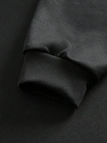 Officeau 男士休闲百搭日常通勤简约印花圆领短袖卫衣，春秋季/夏季 - 黑色 - 查看 5