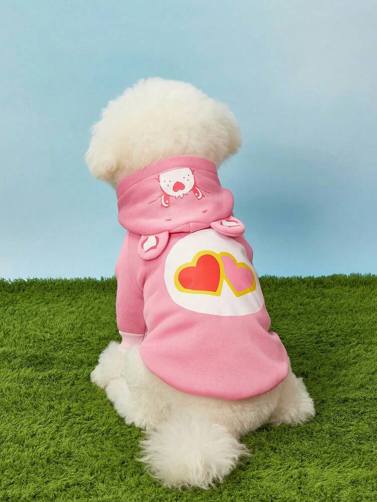 Care Bears X PETSIN 1pc Love-A-Lot Bear Pink Hoodie For Cats