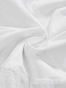 ROMWE Goth 哥特风 Y2K 性感撞色蕾丝露脐吊带短款上衣，交叉腰部褶皱紧身设计 - 白色 - 查看 4