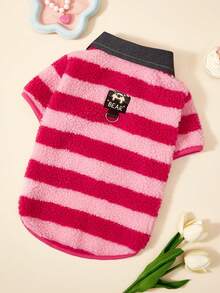 PETSIN 1 Piece Thickened Fleece Pet Clothing Warm Soft Fluffy Skin Friendly Anti Pilling Wear Resistant Breathable Lightweight Easy To Put On Off Elastic Design Cute Cartoon Bear Embroidery Pattern Pet Sweater Vest For Medium Small Dogs Cats Teddy Puppies Kittens Perfect For Pet Birthday Daily Indoor Outdoor - Pink - View 6