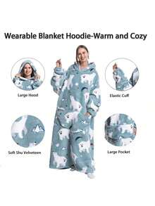 1 chiếc áo khoác nỉ lông mềm mại ấm áp có mũ trùm đầu in hình gấu trúc dễ thương - Túi ngoại cỡ, dày dặn cho mùa thu và mùa đông, thiết kế đen trắng, có thể giặt máy, áo nỉ unisex dành cho người lớn, thích hợp sử dụng trong nhà và ngoài trời, áo khoác nỉ ấm áp. - Nhiều màu - Xem 2