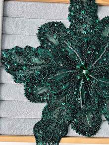 29cm X 28cm 3D Multi-Layer Computer Embroidered Crystal Beaded Flower Applique Craft DIY Sewing Accessory - Black - View 7