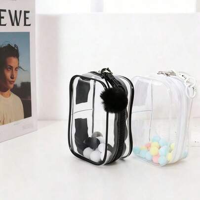 展示收纳袋，透明防尘袋，适用于时尚怪兽娃娃，便携式防水PVC收纳袋，带钥匙扣，可收纳娃娃、玩具、线缆等，是生日/圣诞节的理想礼物（不含娃娃）