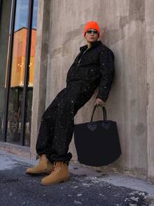 DAZY Men's Distressed Black Denim Suit Set, Suitable For Spring And Autumn - Black - View 7