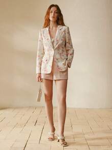 MOTF PREMIUM FLORAL PRINT SPRING ATMOSPHERE BLAZER IN PINK - Beige - View 4