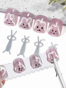 9件套猫眼磁性美甲套装 - 心形兔子三磁设计，心形凝胶指甲油，磁性棒，强磁性美甲工具，适用于美甲沙龙、家庭、返校季 - 彩色 - 查看 6
