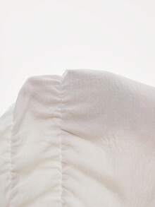 Poéselle White Casual Deep V Neck Peplum Blouse With Puff Short Sleeves And Ruffle Hem In Woven Fabric - White - View 9