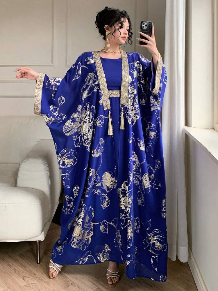 Women's Elegant Lace Patchwork Dress, Lace Robe Two Pieces Set, Spring/Summer,Wedding Guest Dress Women