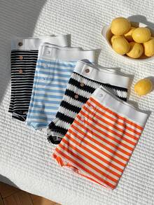 CovetEZ 女士休闲条纹短裤，夏季 - 彩色 - 查看 4