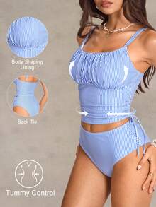 Shapewave Women's Vacation Beach Striped Tankini Set