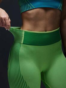 Powerista Women's Striped Elastic Waist Casual Fitness Leggings - Mint Green - View 6