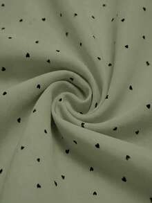 Reflora Plus Size Notch Neck Petal Sleeve Heart Print Minimalist Top Valentines - Mint Green - View 9