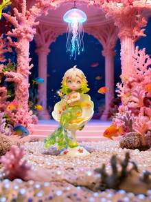 POKOJA LAND 盲盒（非毛绒填充），适合作为节日礼物送给朋友，海底美人鱼城堡盲盒人偶 - 共7款（6款常规款+1款隐藏款），ABS材质收藏玩具，饰以珊瑚/珍珠，送给亲朋好友的贴心礼物，人偶收藏家的独特装饰品，时尚的海洋主题角色套装，适合摆放在架子/桌面上，可爱的美人鱼玩偶，适合爱好者和展示爱好者。 - 潮玩盲盒 - 查看 4