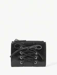 Viva Strut 小巧拉链钱包，时尚百搭的日常携带零钱包 - 黑色 - 查看 4