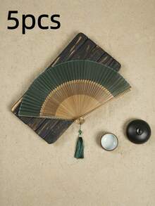 1/2Pcs Foldable Fan Hand Held Fan With Tassel For Outdoor Travel Dancing Performance Cheongsam Dressing Accessories Photo-Taking Props Best - Multicolor - View 8