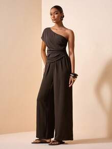 Zivah Bộ jumpsuit màu nâu cà phê, hàng mới về mùa Xuân/Hè 2026, thích hợp cho mùa cưới, lễ hội âm nhạc, lễ Phục Sinh, phong cách miền Tây, Boho, tiệc tùng lấy cảm hứng từ Nashville, đám cưới, buổi tối, hẹn hò, tụ họp, sinh nhật, sinh viên, đi làm, công sở thường ngày. Không tay, hở lưng gợi cảm, nhún eo, có túi thật, ống rộng thoải mái, chất liệu vải có họa tiết. - Cà phê nâu - Xem 8