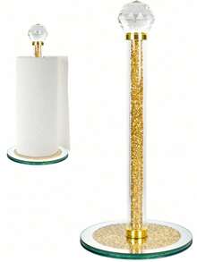 Crystal Glass Round Base Kitchen Dining Table Paper Towel Holder - Multicolor - View 12