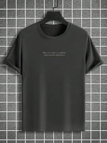 Manfinity EMRG 男士加大码大卫图案印花圆领宽松休闲短袖T恤 - 深灰色 - 查看 2