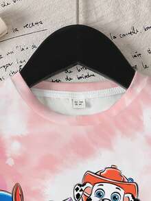 SHEIN | PAW Patrol Áo thun ngắn tay cổ tròn in hình chó dành cho bé gái, thích hợp mặc mùa hè. - trắng - Xem 3