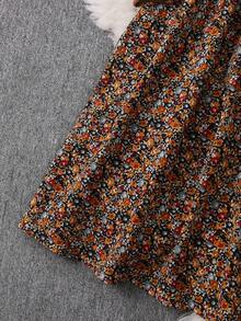 SHEIN Tall CURVE Sukienka damska plus size z kwiatowym patchworkiem i okrągłym dekoltem, z długim rękawem i swobodną konstrukcją - Wielokolorowe - Zobacz 6