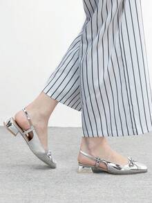 CUCCOO BIZCHIC Giày bệt nữ Gold Basis đa năng, thích hợp cho việc đi lại trong dịp Giáng sinh. - Bạc - Xem 3