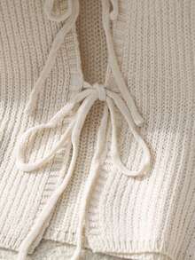 Franclia 2025 Spring/Summer New Design Bow Tie Strap Ribbed Casual Commute Fitted Waist Knit Vest Top Paired With Pants Set - Beige - View 6