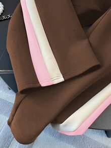 Franclia 女士时尚休闲度假撞色圆领短款常规卫衣套装 - 彩色 - 查看 6