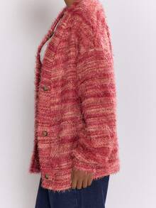MUSERA 女士开衫 春季休闲 Y2K 90年代条纹宽松机场度假夏季返校冬季日常时尚 - 橘色 - 查看 3