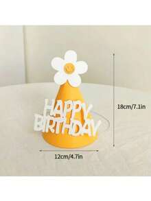 1顶雏菊生日帽，适合生日派对，创意头饰，花朵生日蛋糕帽，派对拍照道具 - 彩色 - 查看 2