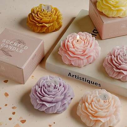 Fragrance Companion Gift Peony Shaped Candle Jewelry Atmosphere Gift Christmas, Valentine's Day Creative Floral Fragrance Candles