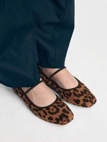 Mnmlis Bailarinas de estampado de leopardo versátiles y casuales para uso diario - Marrón - Ver 7