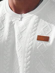 Manfinity CasualCool Men's Letter Print Crew Neck Short Sleeve Casual T-Shirt And Drawstring Waist Shorts Set - White - View 3