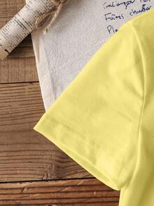 CoComelon X SHEIN Young Boy Casual Everyday Commute Cartoon & Letter Graphic Short Sleeve T-Shirt, Summer - White - View 3