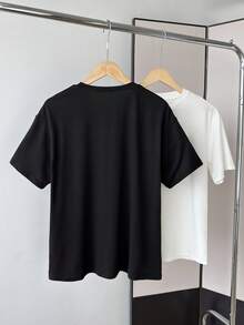 Coolqubz Teen Boy Spring/Summer New Edgy Cross Studded Short Sleeve Dark T-Shirt - Black - View 2