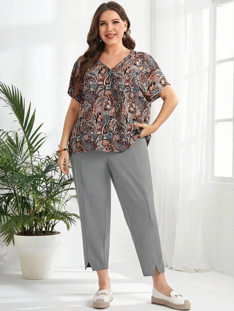 Plus Size Casual Versatile Commuting Solid Color Tapered Office Business Casual Elegant For Women Office Pants Business Casual Pants Elegant Pants For Women Grey Pants