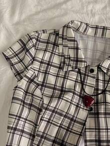 SHEIN 女士休闲格子短袖衬衫，夏季 - 彩色 - 查看 5