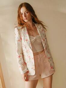 MOTF PREMIUM FLORAL PRINT SPRING ATMOSPHERE BLAZER IN PINK - Beige - View 6