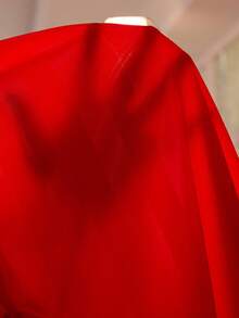 MuseNap CURVE 大码女式纯色条纹提花缎面腰带睡袍 - 紅色 - 查看 4