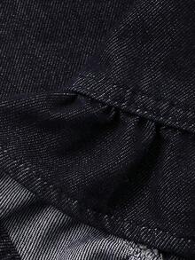 DAZY 女士常规腰围花卉蕾丝边直筒休闲牛仔裤 - 深色水洗藍 - 查看 7