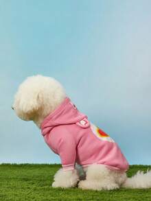 Care Bears X PETSIN 1件 Love-A-Lot 小熊宠物猫狗通用连帽衫，可爱印花 3D 耳朵装饰，粉色舒适狗狗连帽衫 - 粉色 - 查看 4