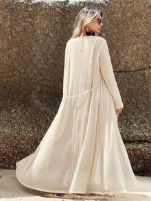 Swim Vcay 宽松纯色系带长袖和服罩衫