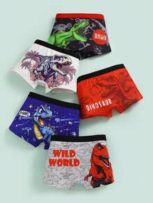 5pcs/Pack Boys' Minimalist Black, White, Gray Combination Video Game Graphic Print Comfortable Boxer Briefs - Multicolor - View 8