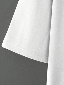 Manfinity Roghcode Men's Plus Size White Letter Print Polo Shirt,Summer Casual Retro Oversized Jersey College Style For School Graduation Back-To-School Contrast Color - White - View 3