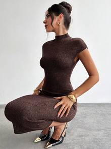 Firerie 优雅高领宽松休闲百搭无袖针织背心，适合外出、上学、秋冬季穿着。 - 棕色 - 查看 8