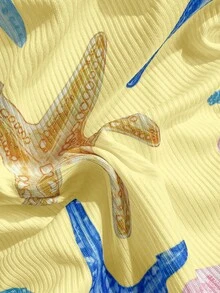 Swim Mod Bộ bikini 2 món dành cho nữ, kiểu dáng tam giác buộc dây cổ yếm, họa tiết sao biển, thích hợp cho kỳ nghỉ biển thường ngày. - Nhiều màu - Xem 3