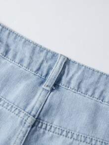 ROMWE MEN Street Life Men's Casual Distressed Pocket Denim Shorts - Blue - View 3