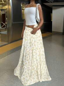 Muchica Women's Ditsy Floral Skirt - Light Yellow - View 3