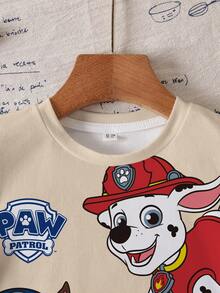 SHEIN | PAW Patrol Young Boy Cartoon Pattern Round Neck Short Sleeve T-Shirt - White - View 4